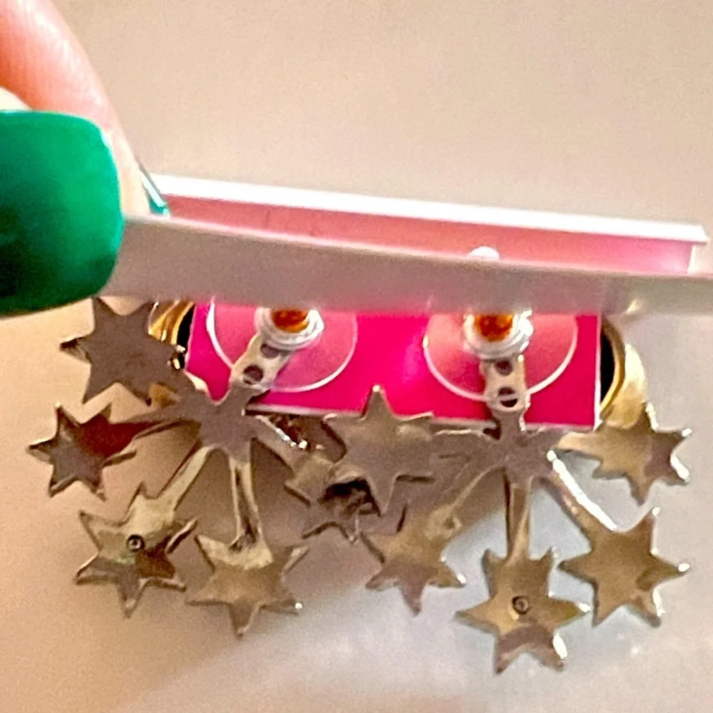 New Betsey Johnson multicolored HEAVENLY CREATURES front/back earrings - Picture 8 of 12